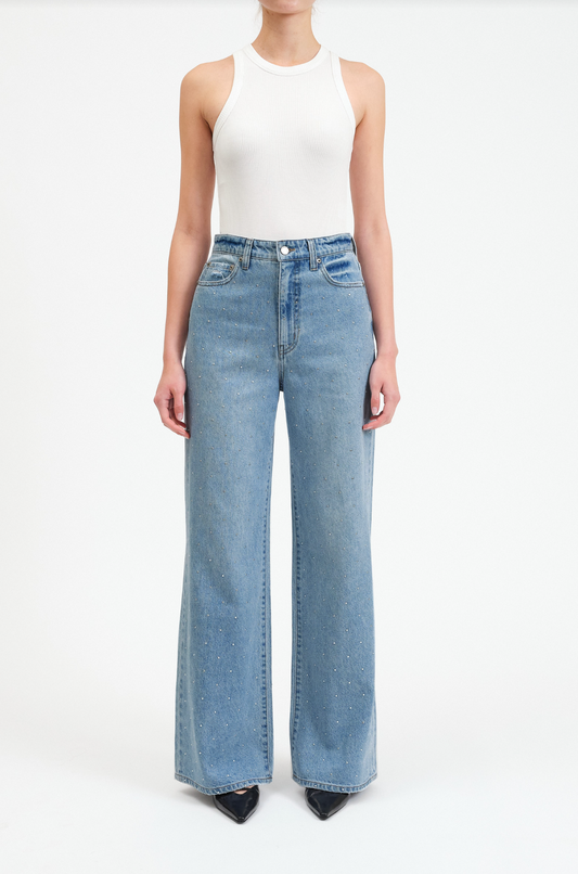 Daze Denim Far Out High Rise Wide Leg Jean - Twinkle