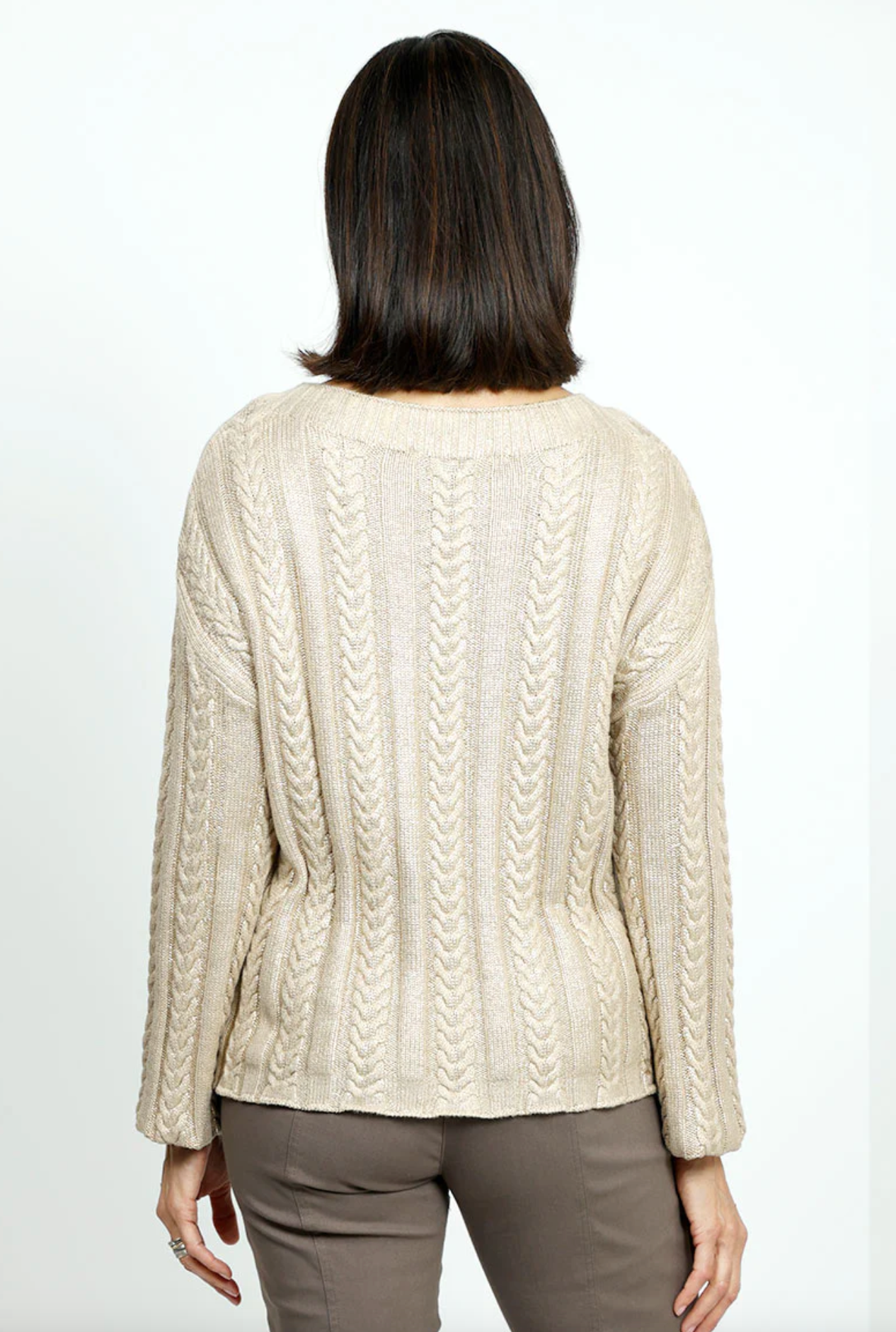 Foiled Cable Sweater - Gold