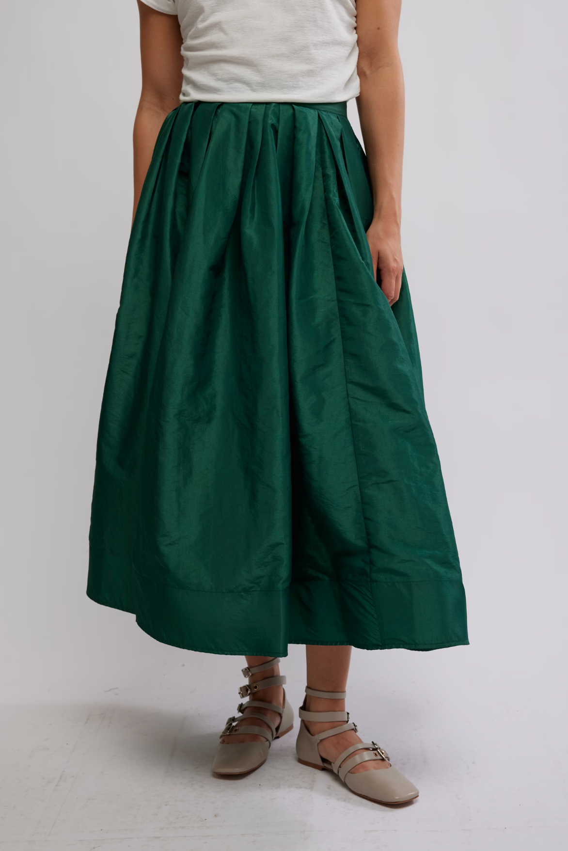 Free People Emilia Full Skirt - Uncut Emerald