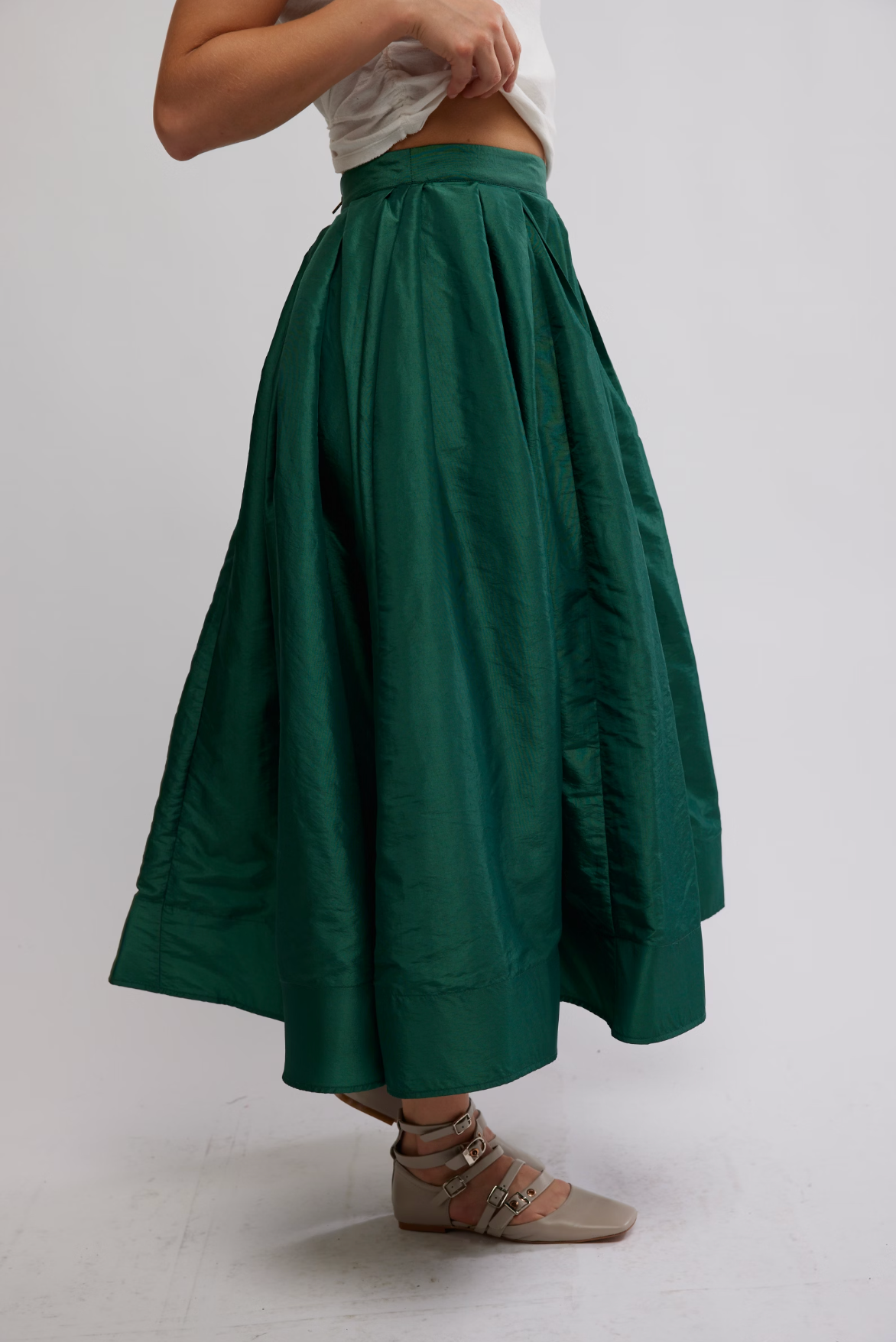 Free People Emilia Full Skirt - Uncut Emerald