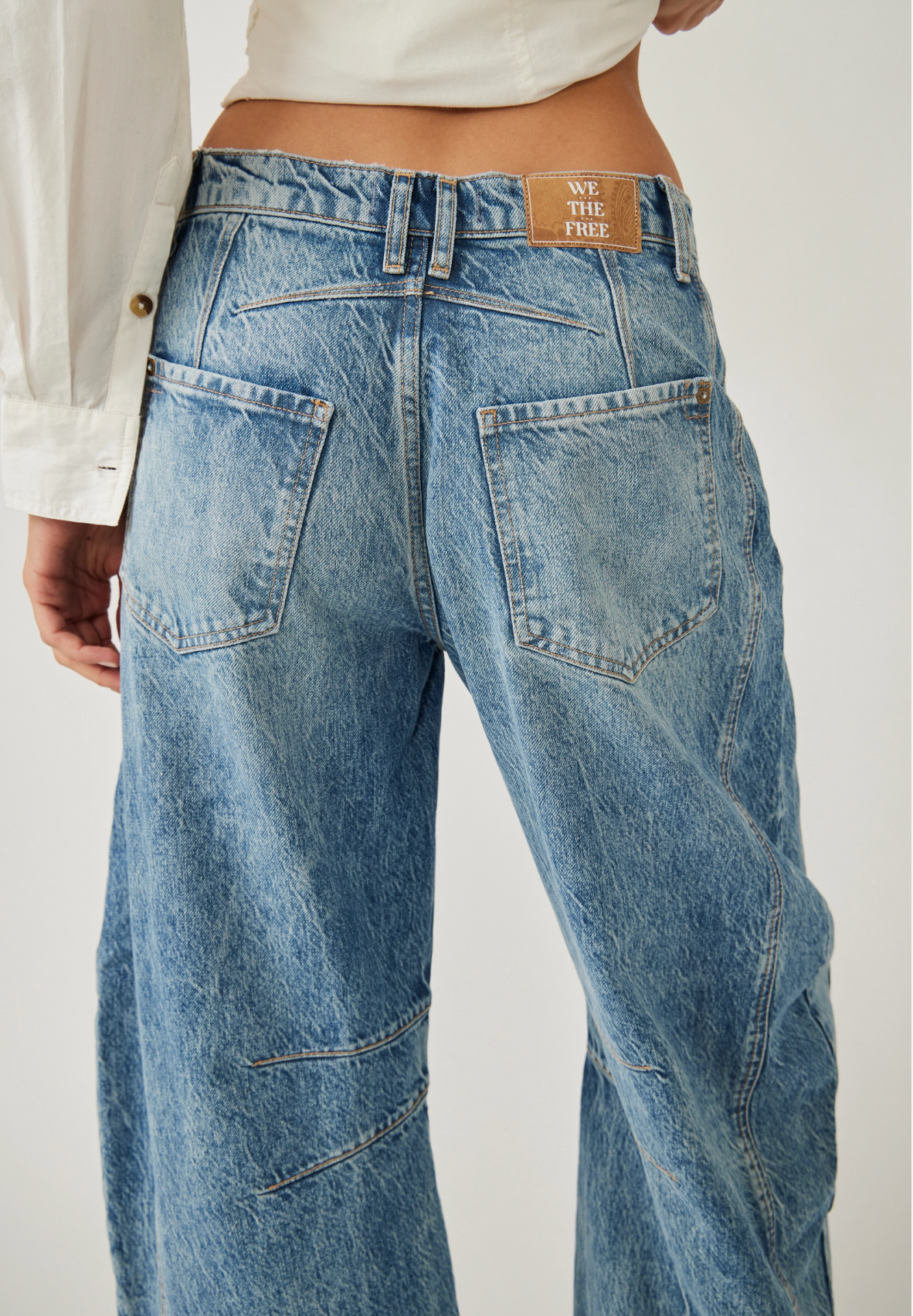 Free People Good Luck Mid Rise Barrel Jeans - Ultra Light Beam