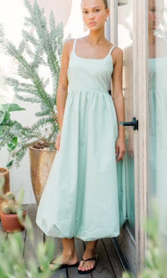 Celina Balloon Hem Midi Dress - Mint