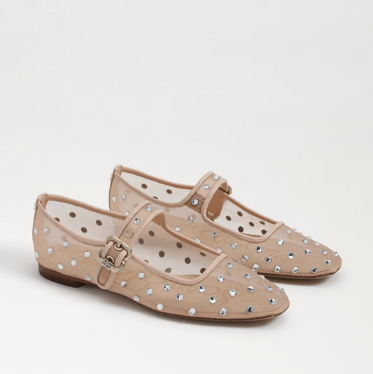 Sam Edelman Michaela Shine Mary Jane Flat - Vintage Pink Mesh