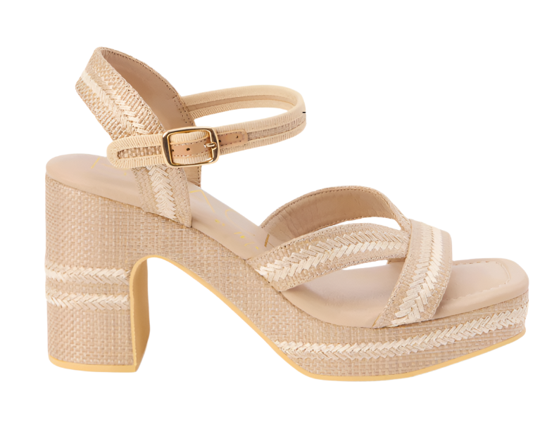 Adelaide Raffia Heeled Sandal - Taupe