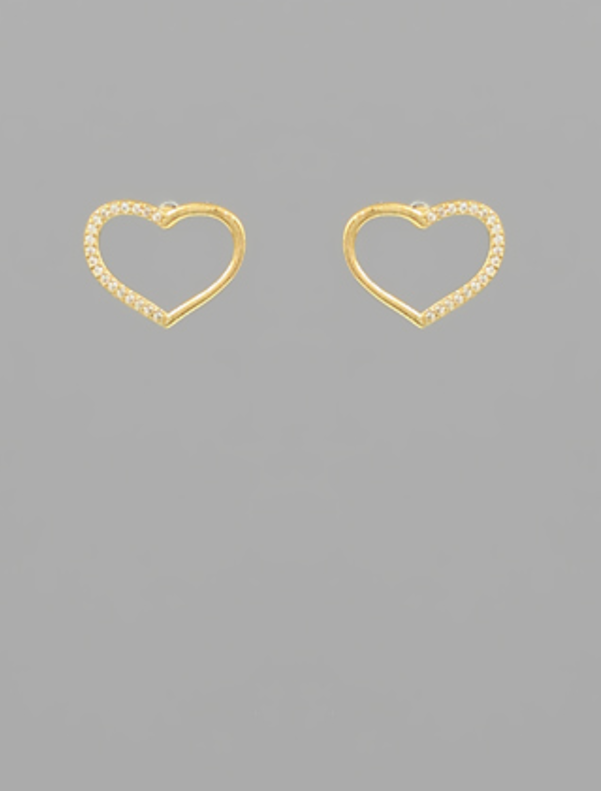 Pave Heart Outlline Earrings - Gold