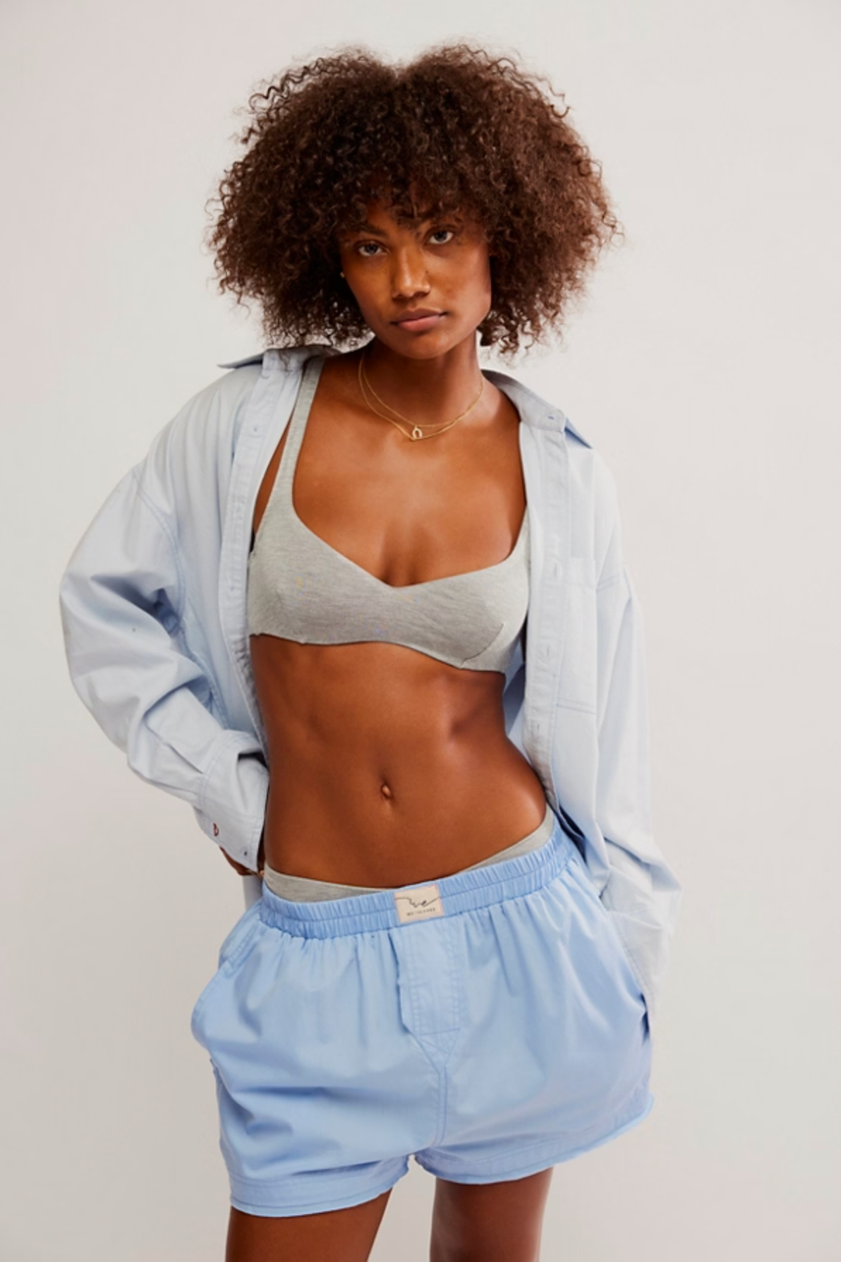 Free People Day to Day Solid Boxer - Placid Blue