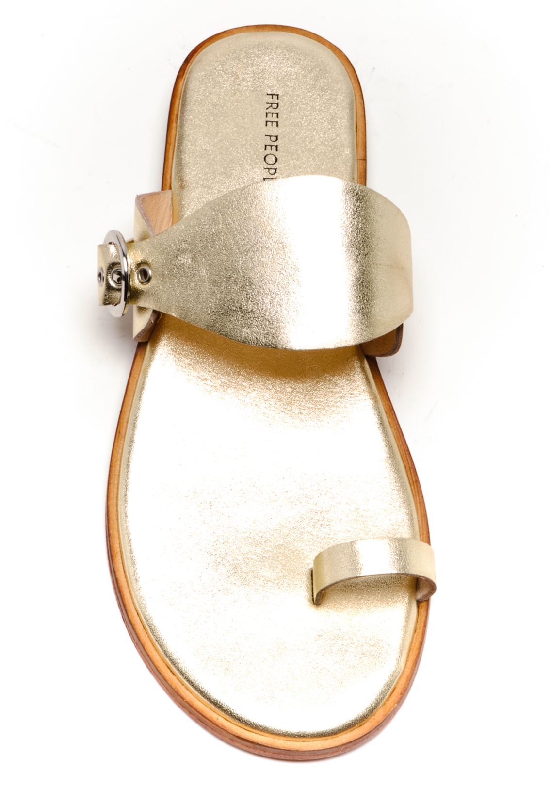 Free People Barcelona Slip-On Sandals - Gold Metallic