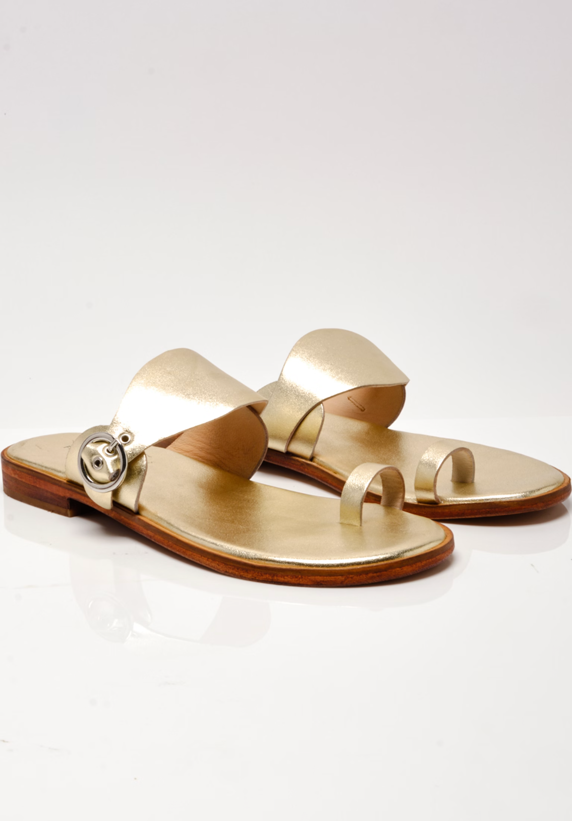 Free People Barcelona Slip-On Sandals - Gold Metallic