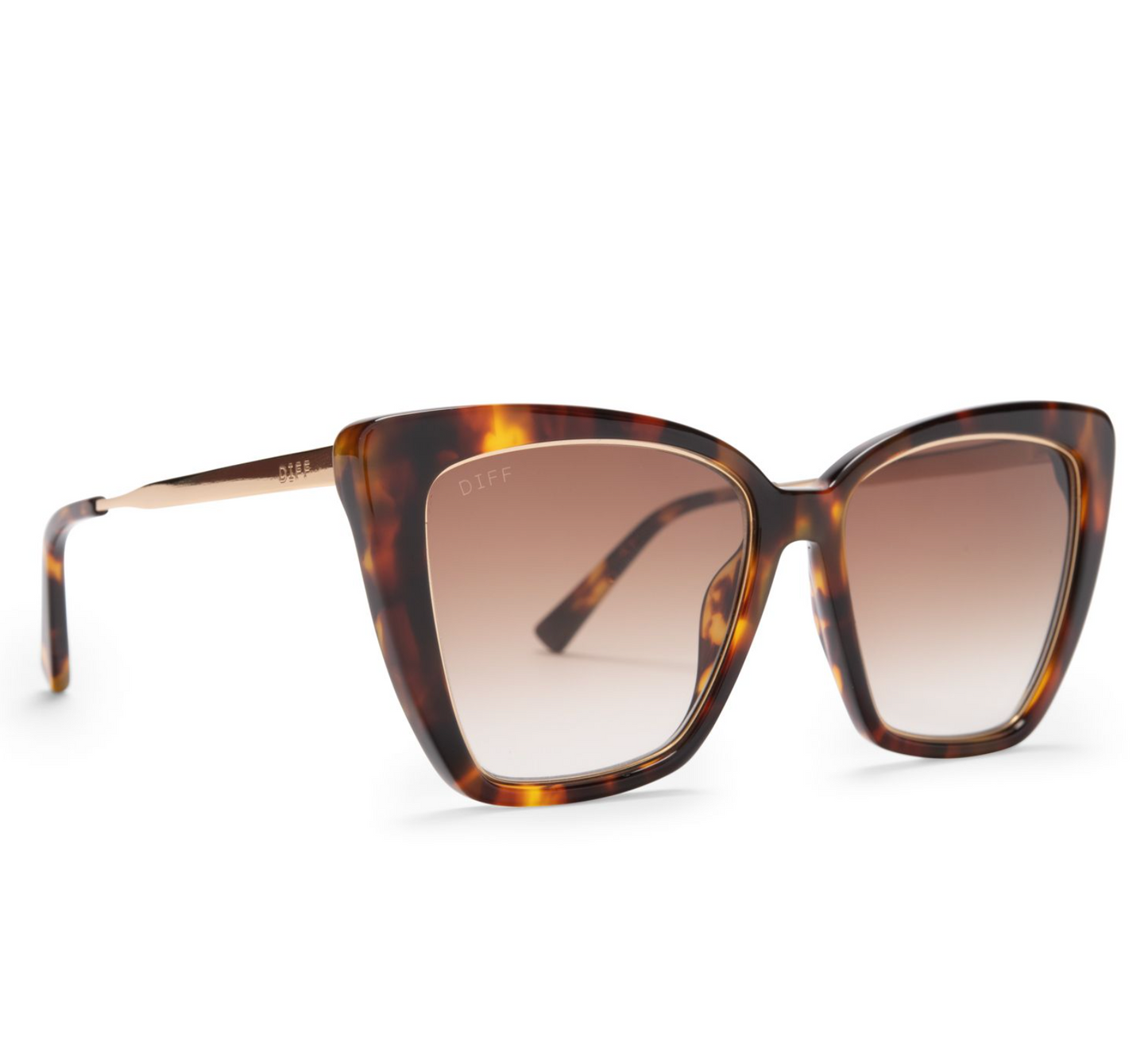 DIFF Eyewear - Becky IV - Amber Tortoise Brown Gradient Polarized Sunglasses