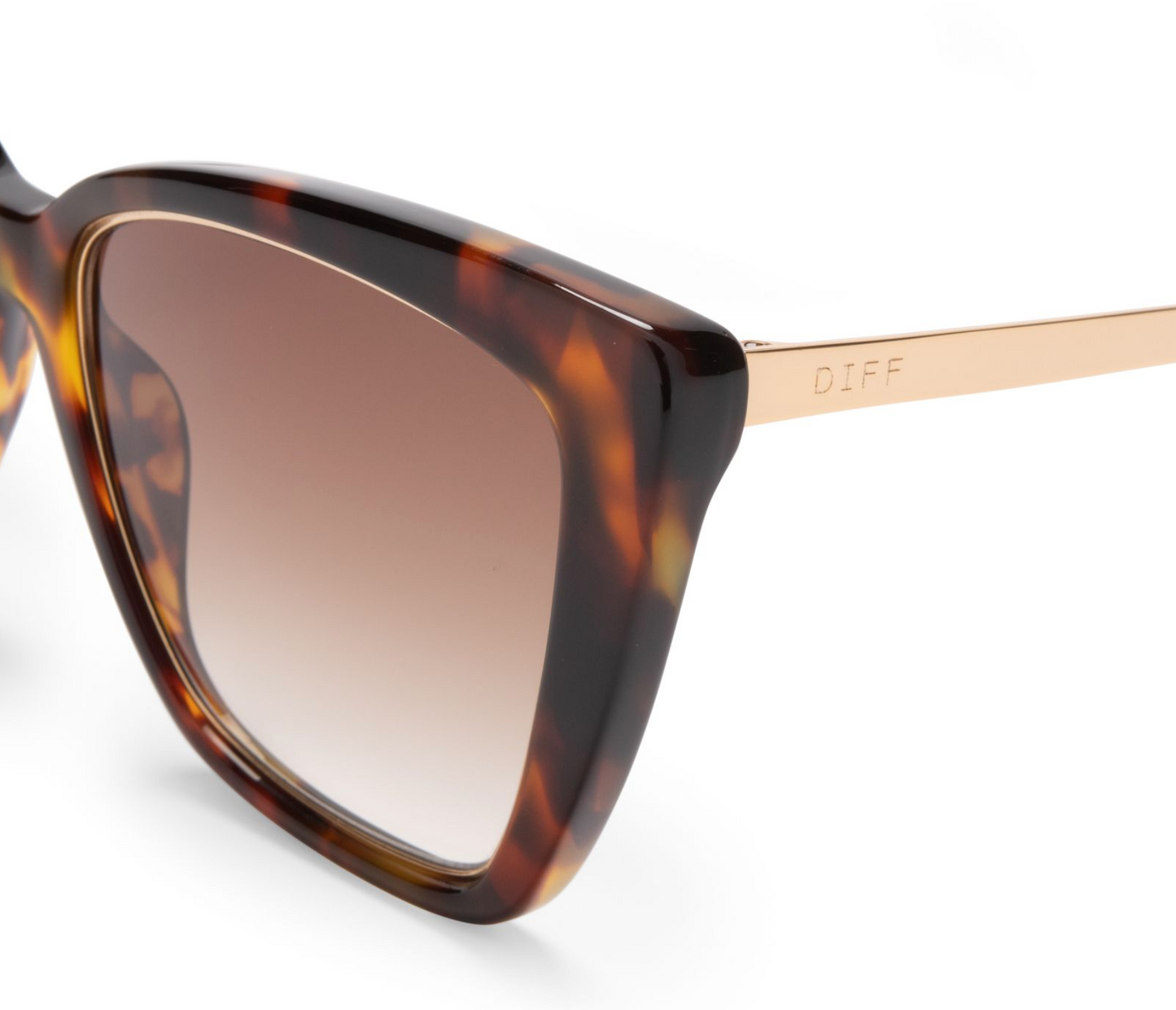 DIFF Eyewear - Becky IV - Amber Tortoise Brown Gradient Polarized Sunglasses