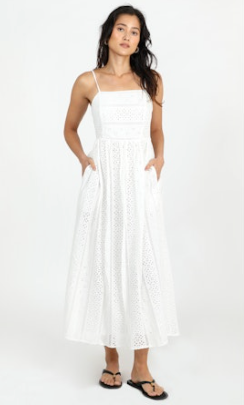 Portia Cotton Eyelet Midi Dress - White