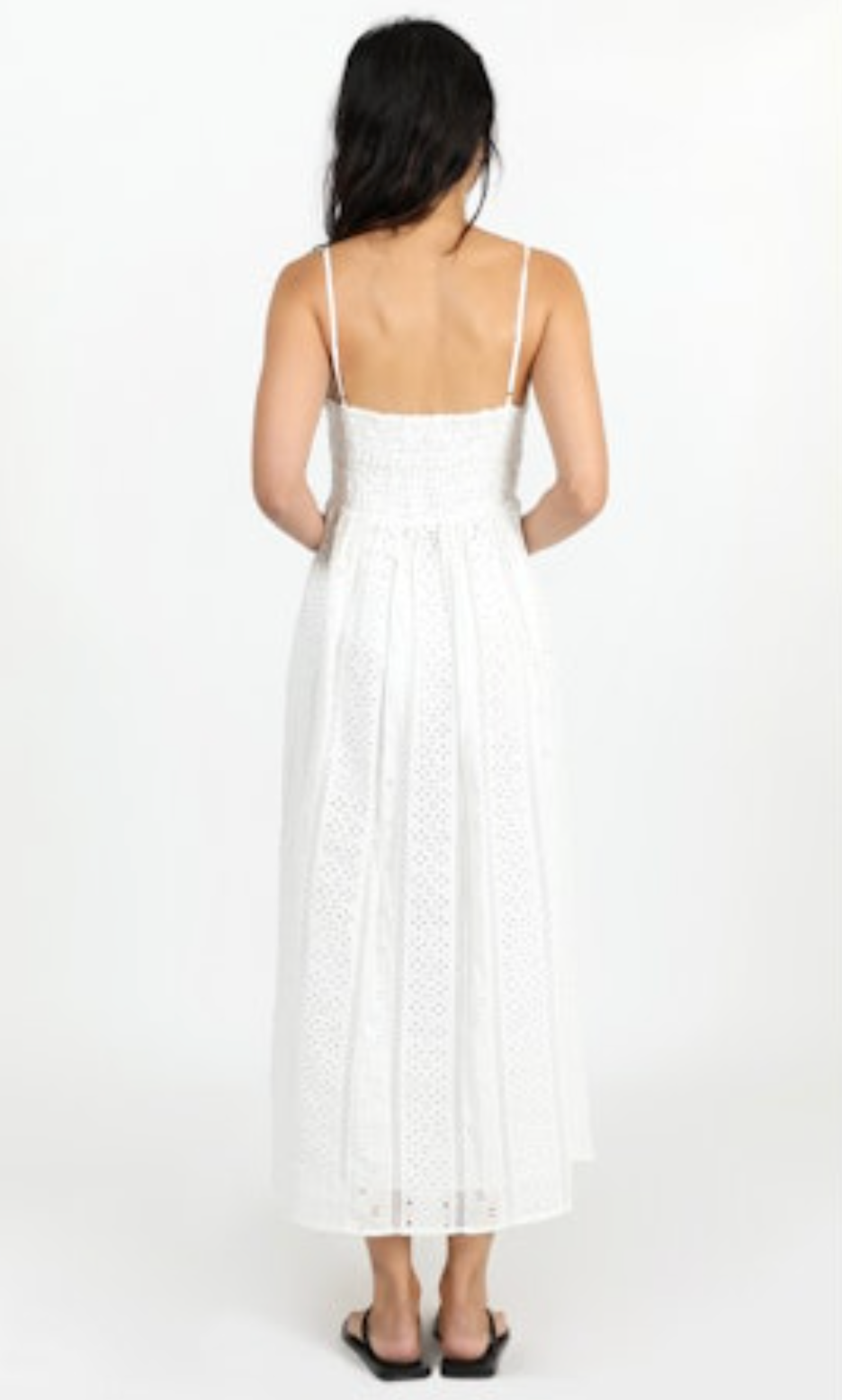 Portia Cotton Eyelet Midi Dress - White