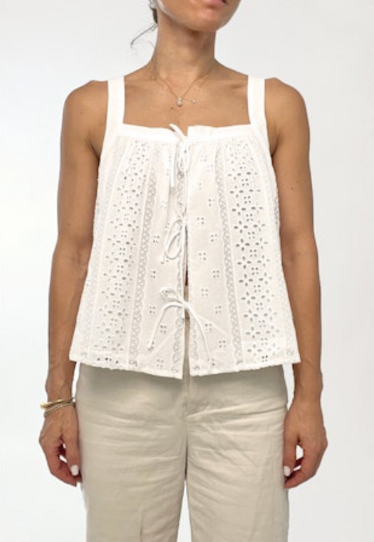 Vivi Cotton Eyelet Top - White