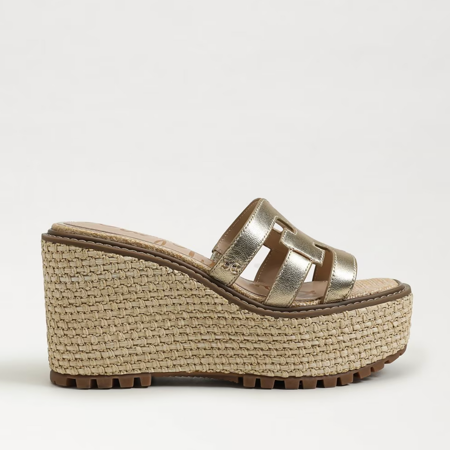 Sam Edelman Laine Platform Wedge Sandal - Gold Metallic Leather