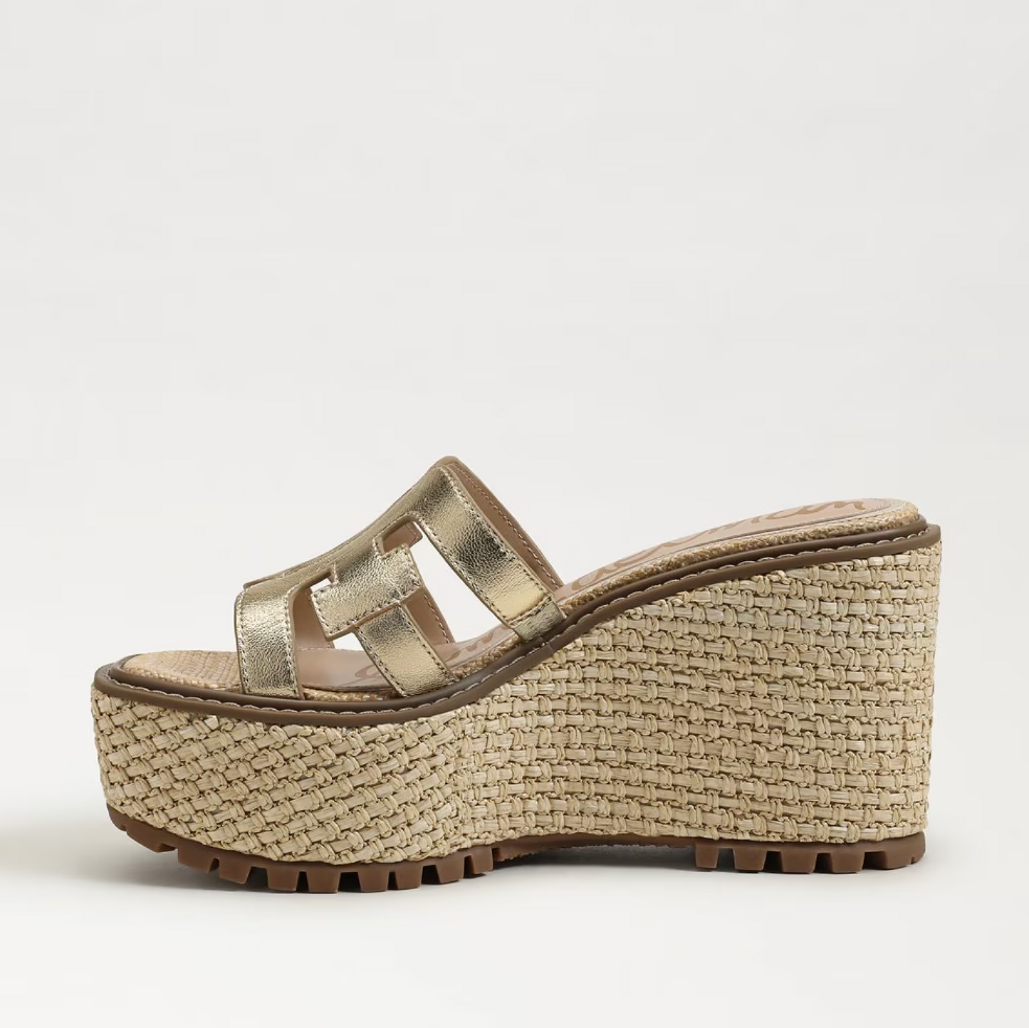 Sam Edelman Laine Platform Wedge Sandal - Gold Metallic Leather