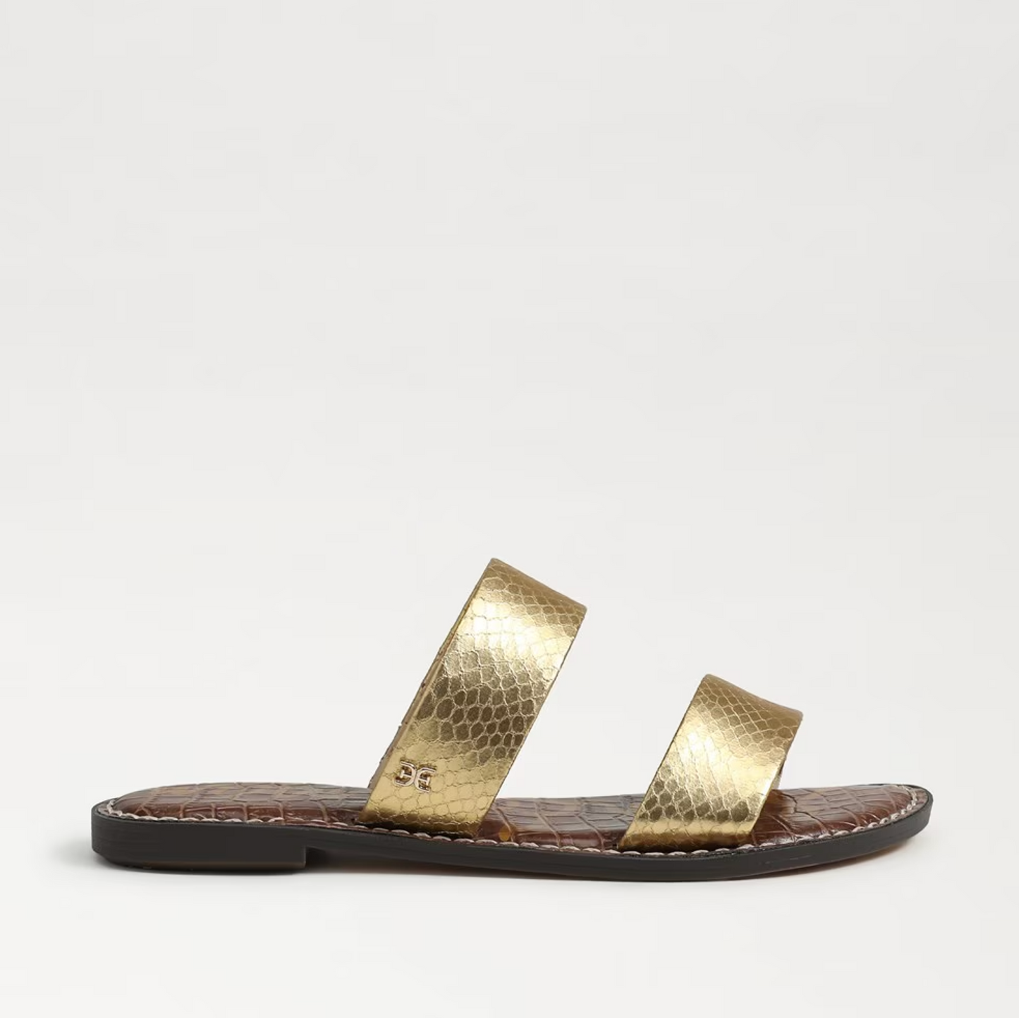 Sam Edelman Gala Double Strap Slide Sandal - Gold Faux Leather