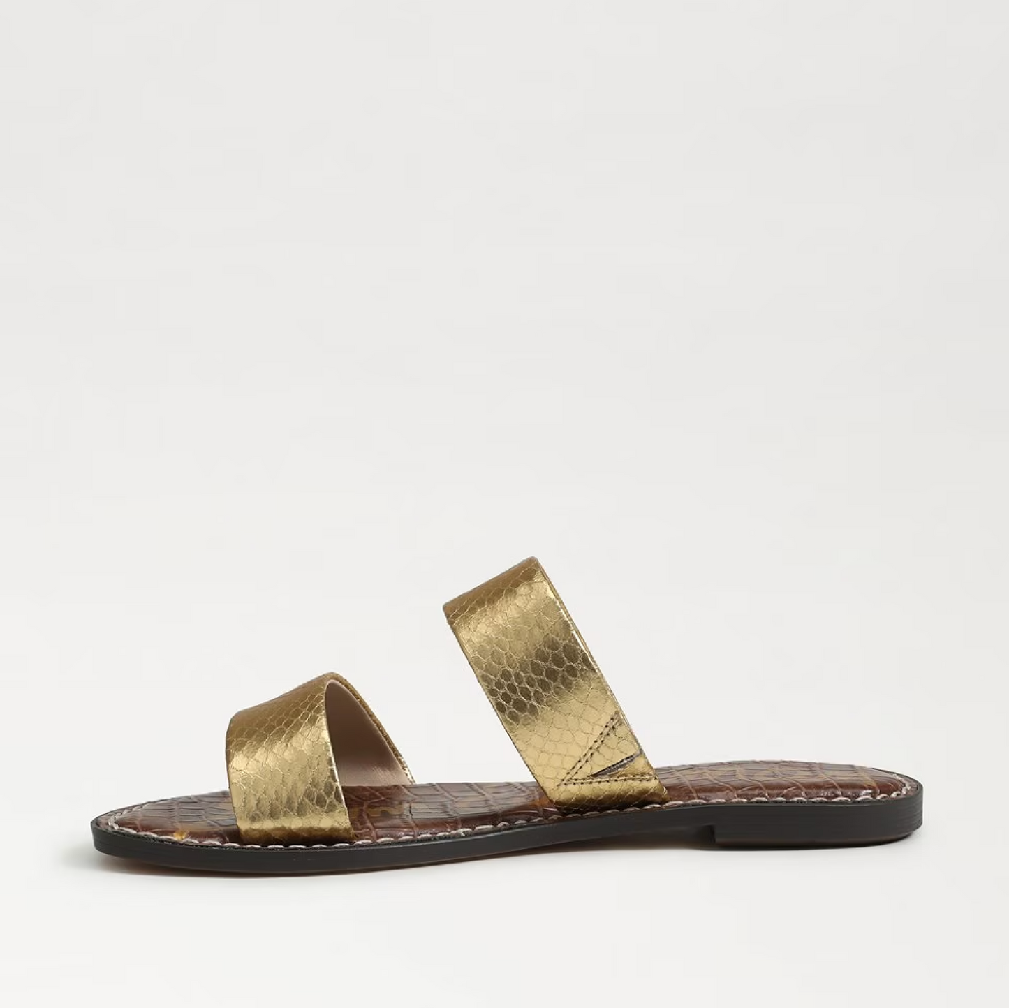 Sam Edelman Gala Double Strap Slide Sandal - Gold Faux Leather