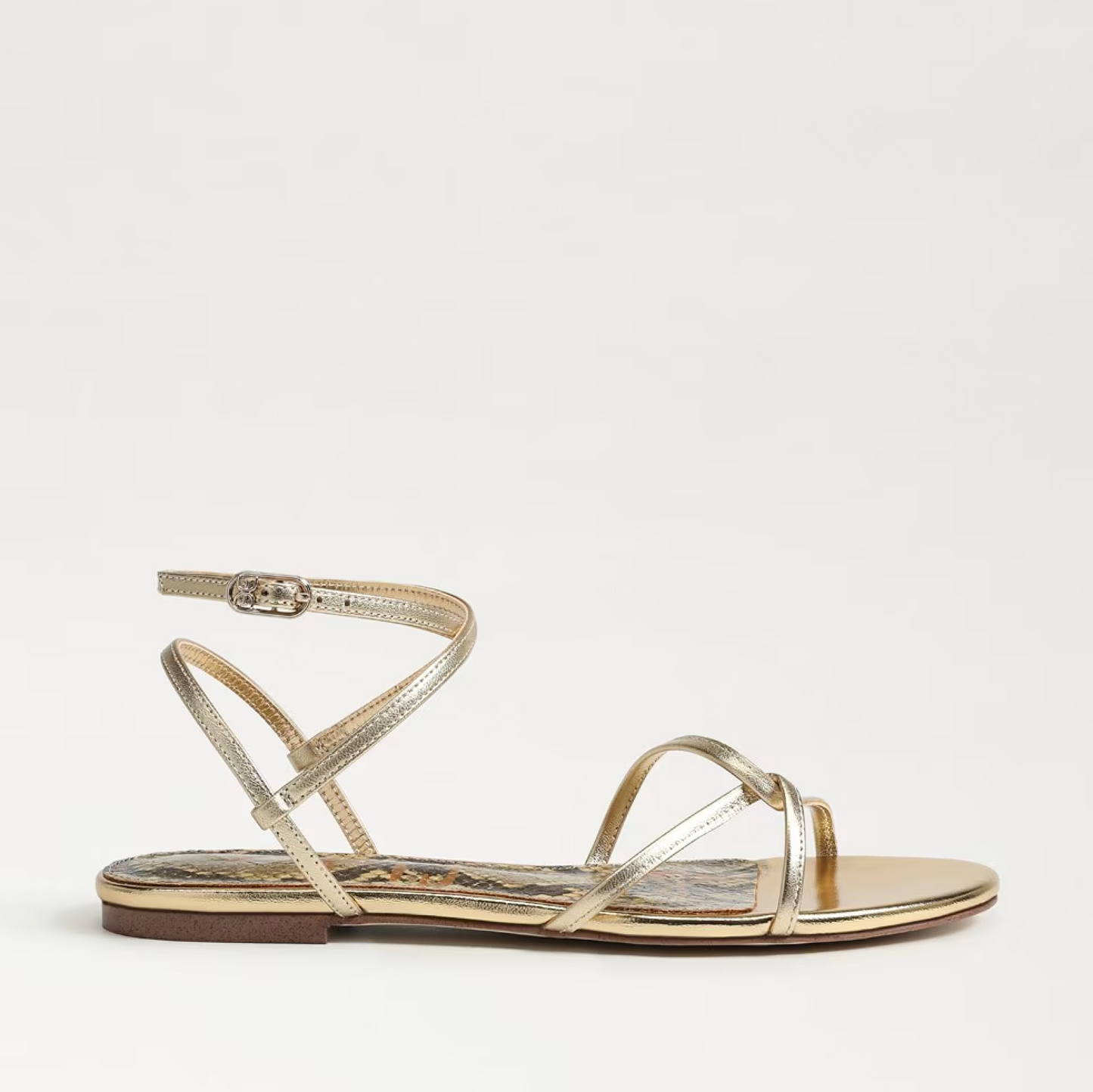 Sam Edelman Ellina Strappy Flat Sandal - Amber Gold Leather