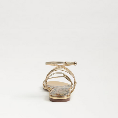 Sam Edelman Ellina Strappy Flat Sandal - Amber Gold Leather