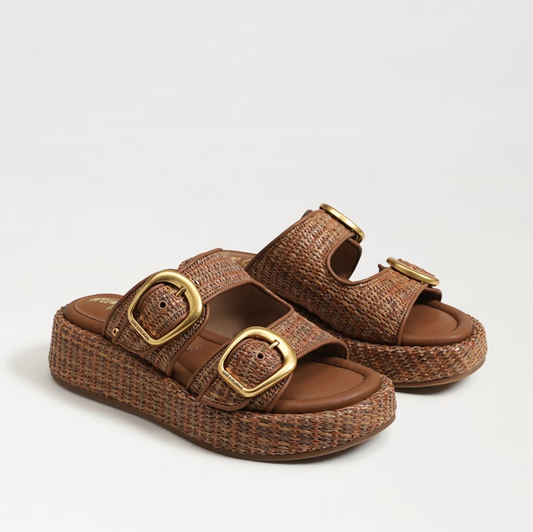 Sam Edelman Nerissa Platform Slide Sandal - Cuoio Brown Basketweave