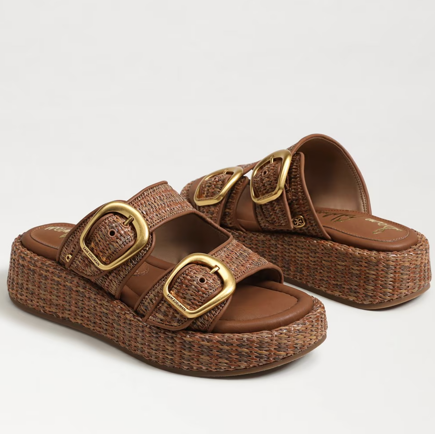 Sam Edelman Nerissa Platform Slide Sandal - Cuoio Brown Basketweave