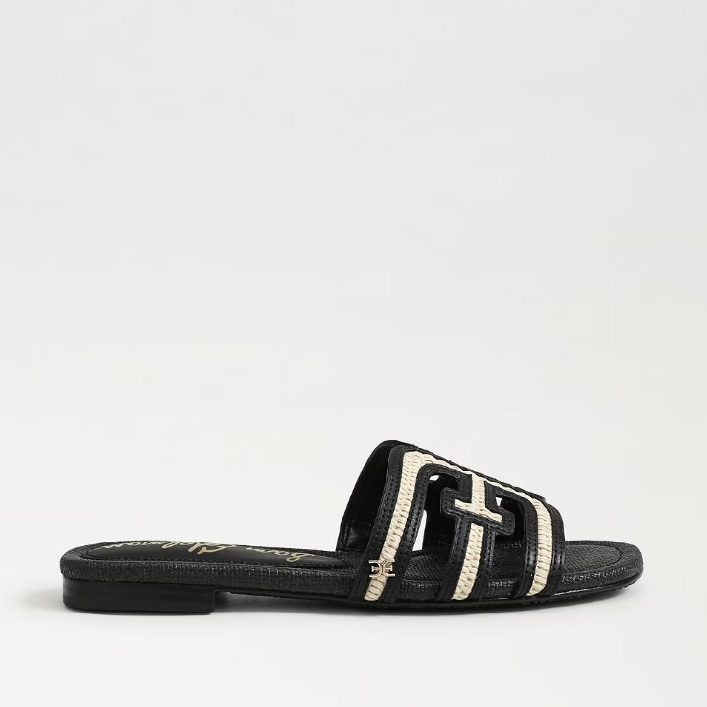 Sam Edelman Bay Multicolor Slide Sandal - Black Linen Faux Raffia