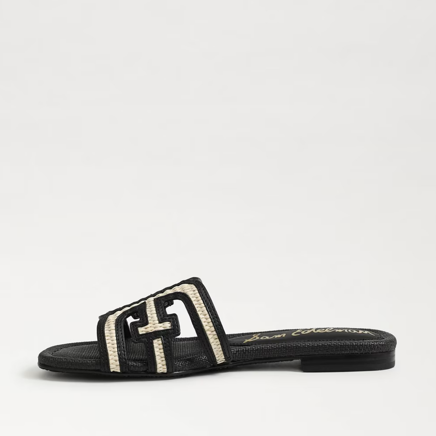 Sam Edelman Bay Multicolor Slide Sandal - Black Linen Faux Raffia