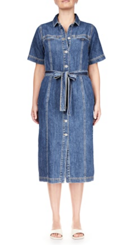 Alma Denim Midi Dress - Petals