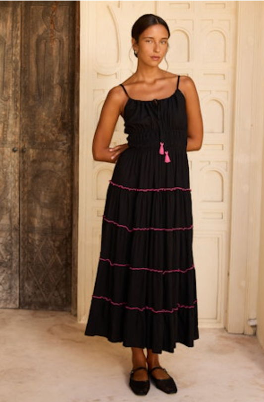 Alexia Midi Dress - Black/Pink