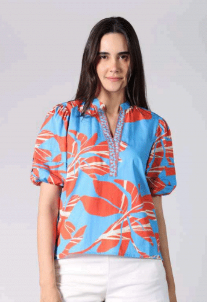 Raya Top - Coral Florals