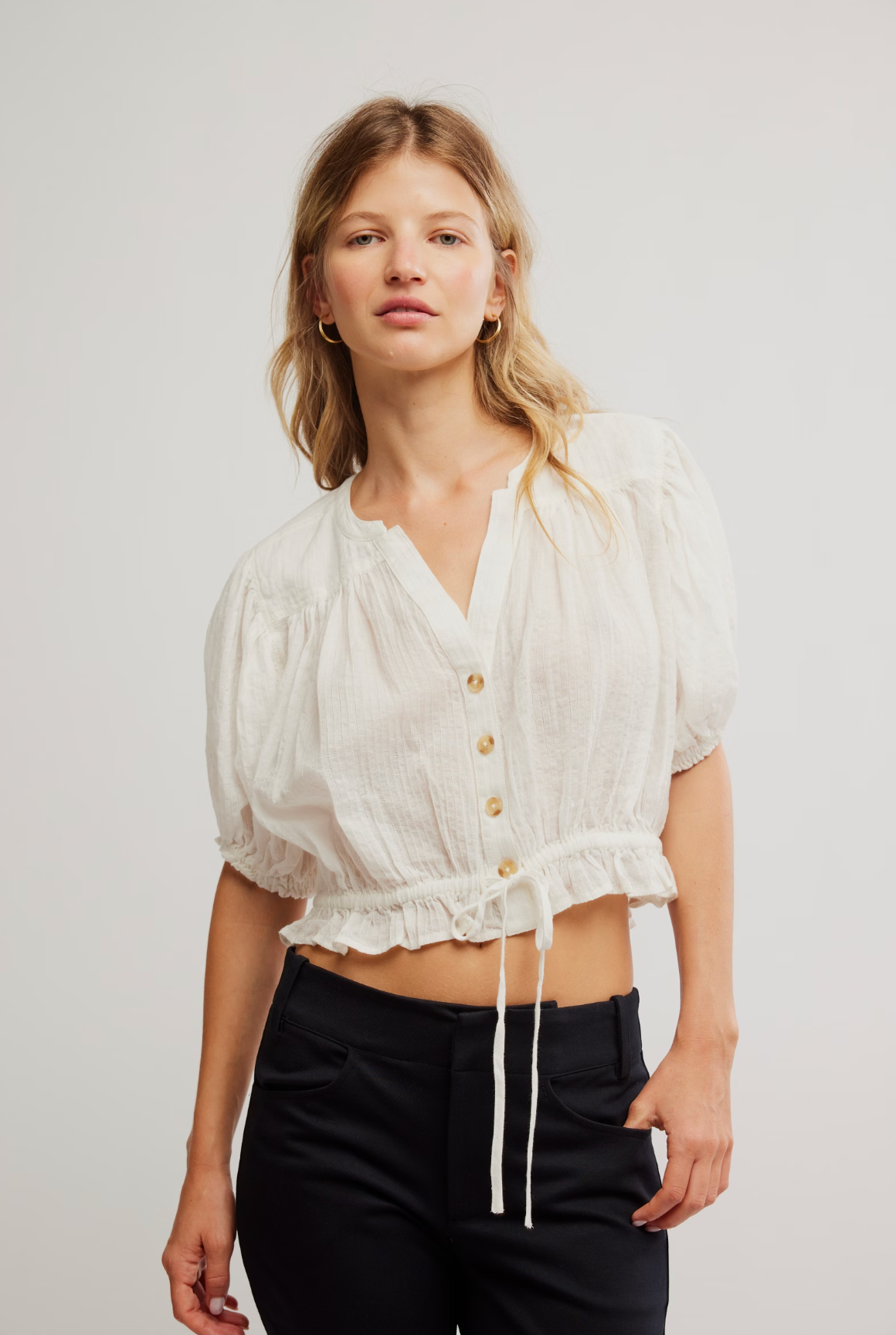 Free People Little Cloud Shirt - Clean Ivory