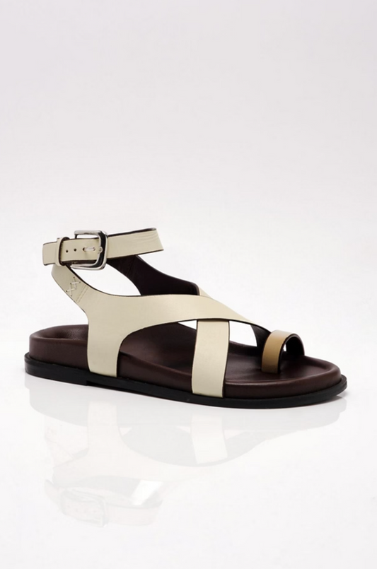 Free People Anya Criss Cross Footbed Sandals - Ecru