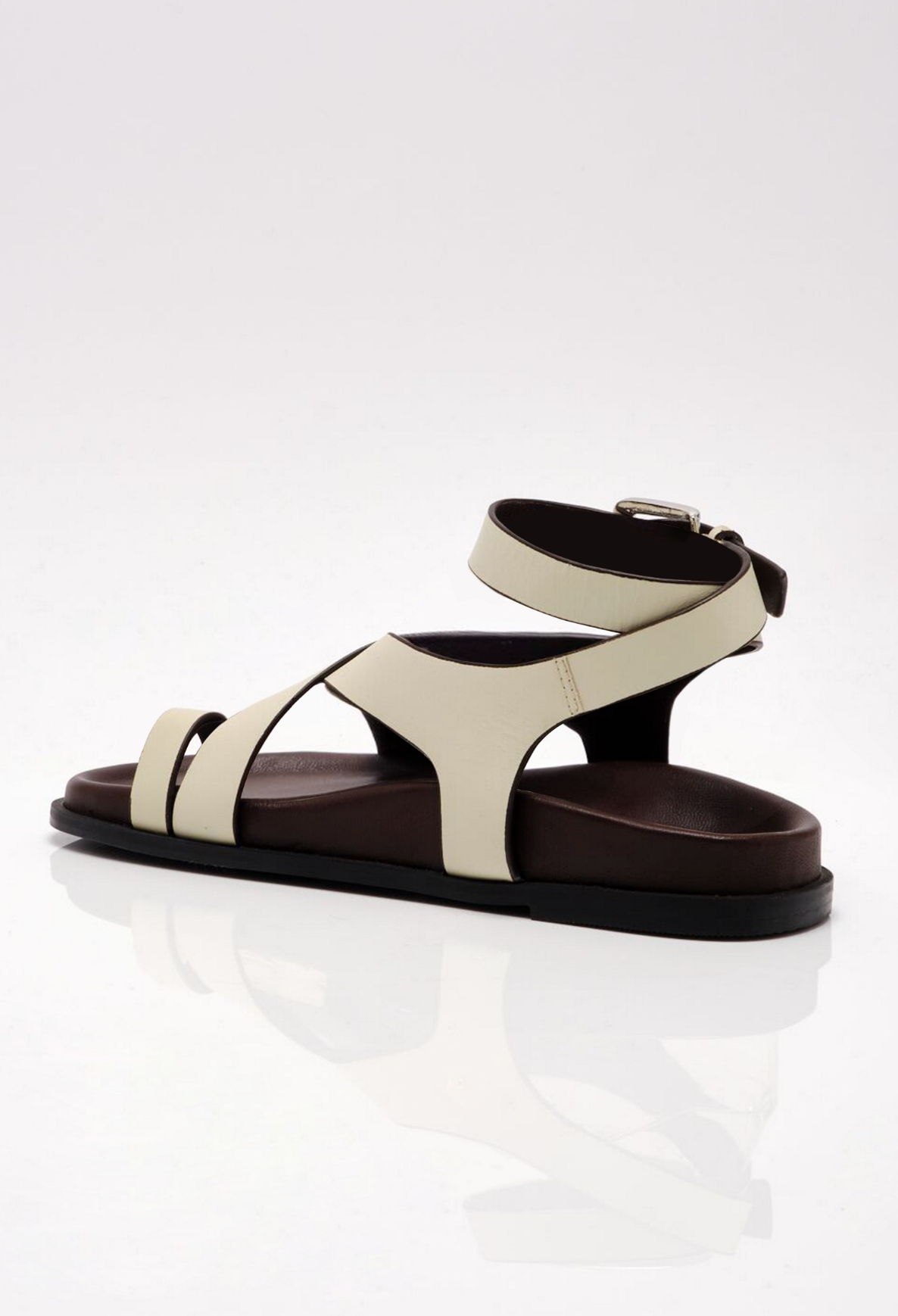 Free People Anya Criss Cross Footbed Sandals - Ecru