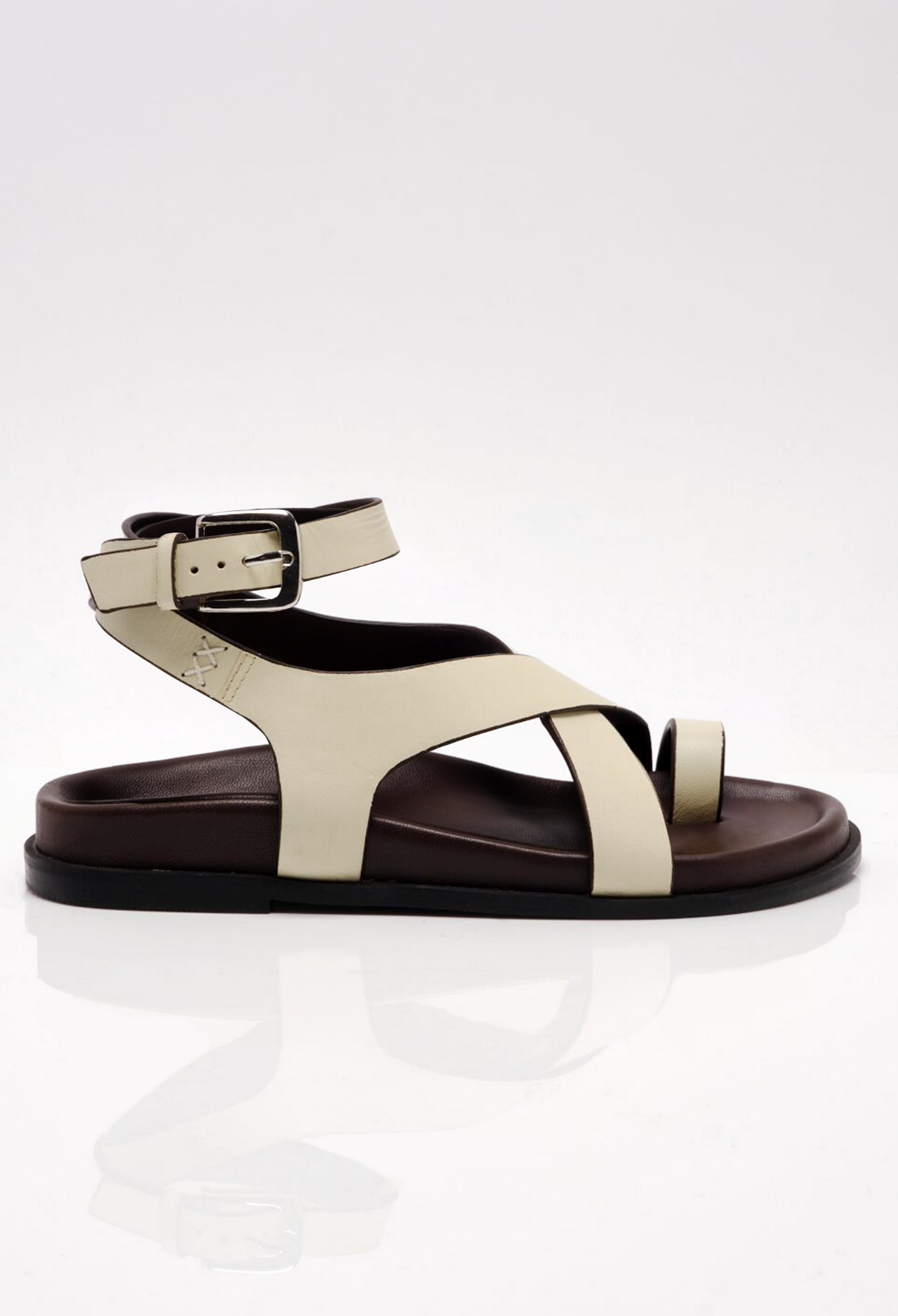 Free People Anya Criss Cross Footbed Sandals - Ecru