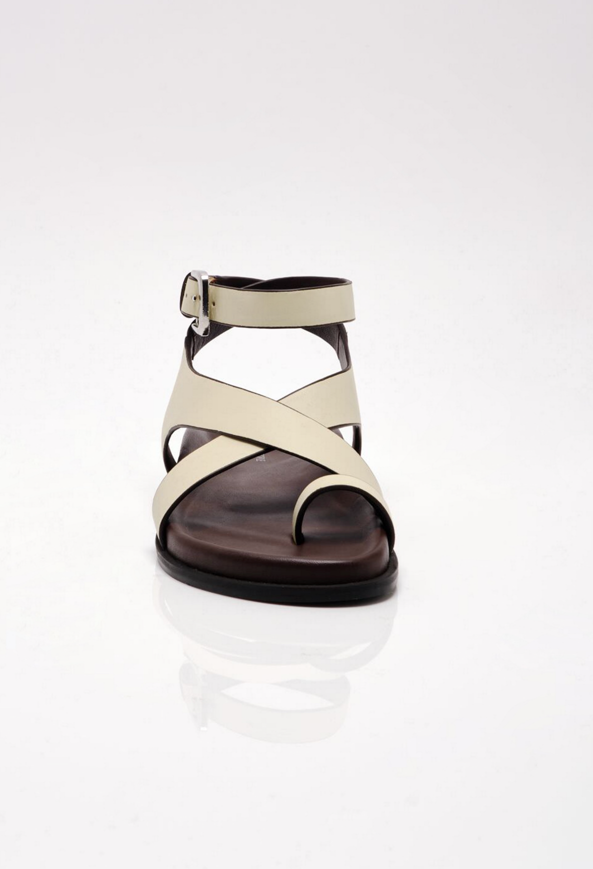 Free People Anya Criss Cross Footbed Sandals - Ecru