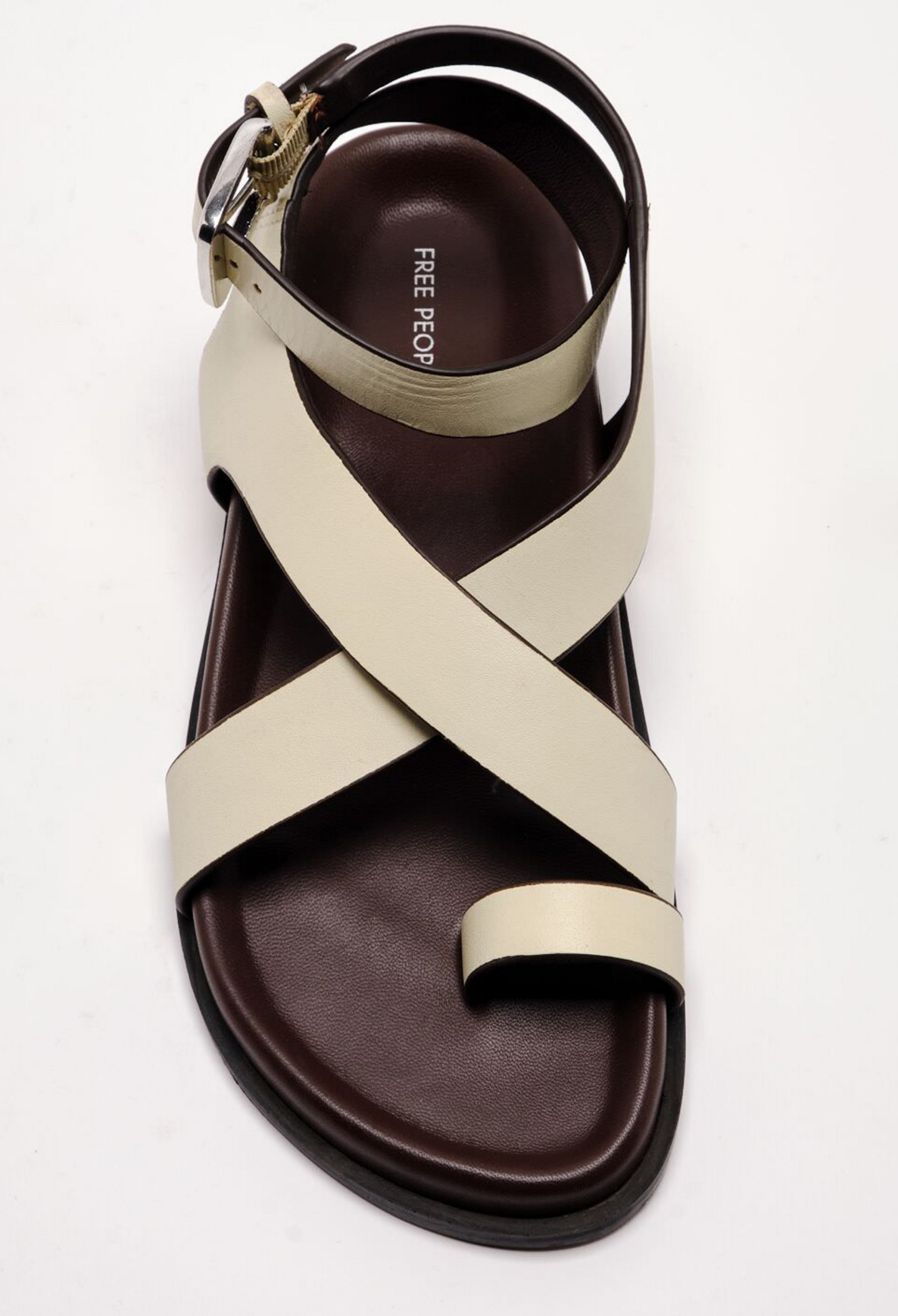 Free People Anya Criss Cross Footbed Sandals - Ecru