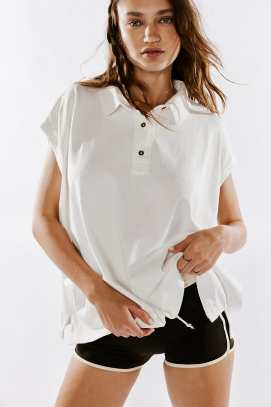 Free People Polo Top - Clean Ivory