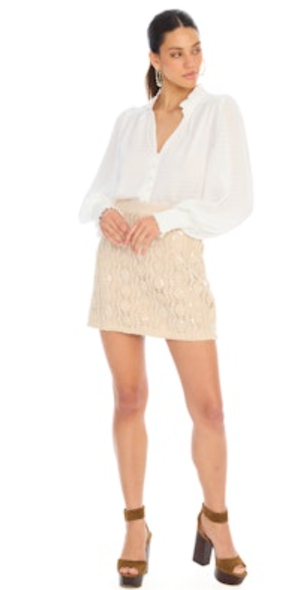 Beaded Dawn Mini Skirt - Sand