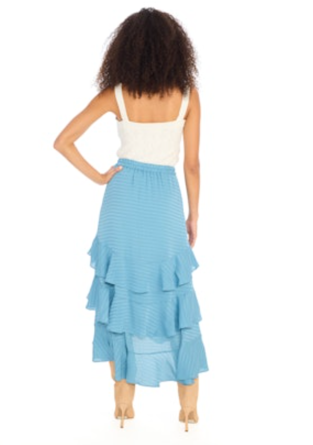 Ella Midi Skirt - Steel Blue