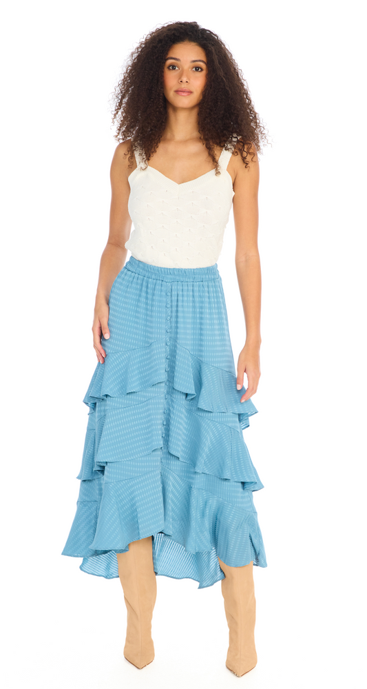 Ella Midi Skirt - Steel Blue
