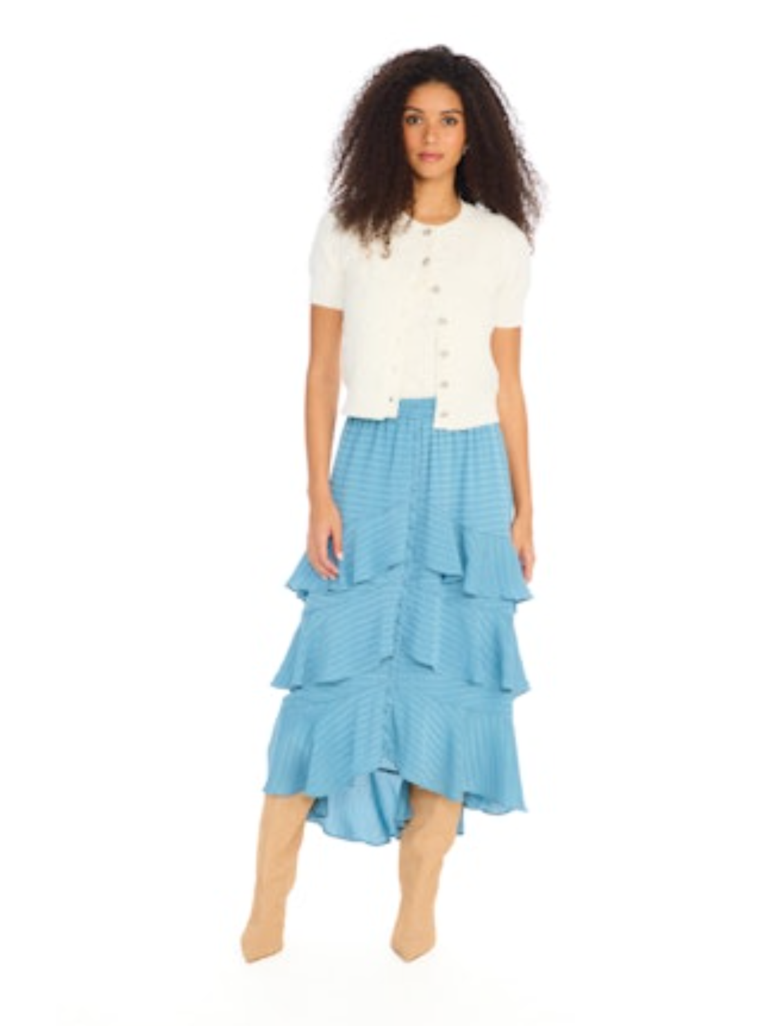 Ella Midi Skirt - Steel Blue