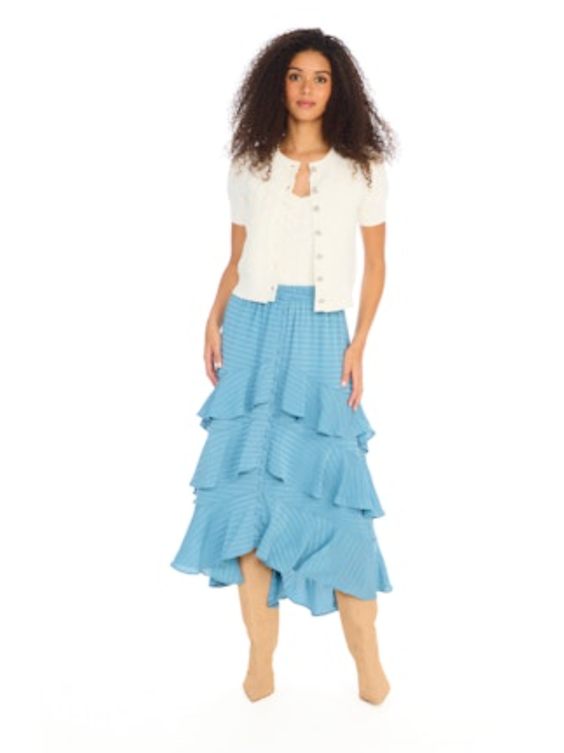 Ella Midi Skirt - Steel Blue