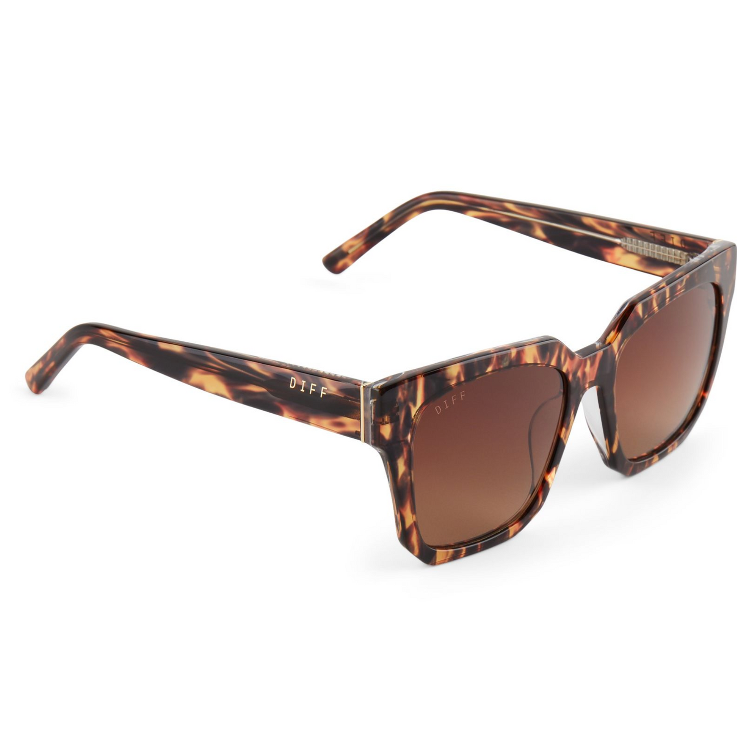 DIFF Eyewear - Ariana - Wild Tortoise Brown Gradient Polarized Sunglasses