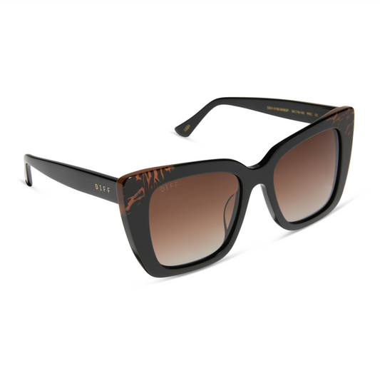 DIFF Eyewear - Lizzy - Black Brown Gradient Polarized Sunglasses