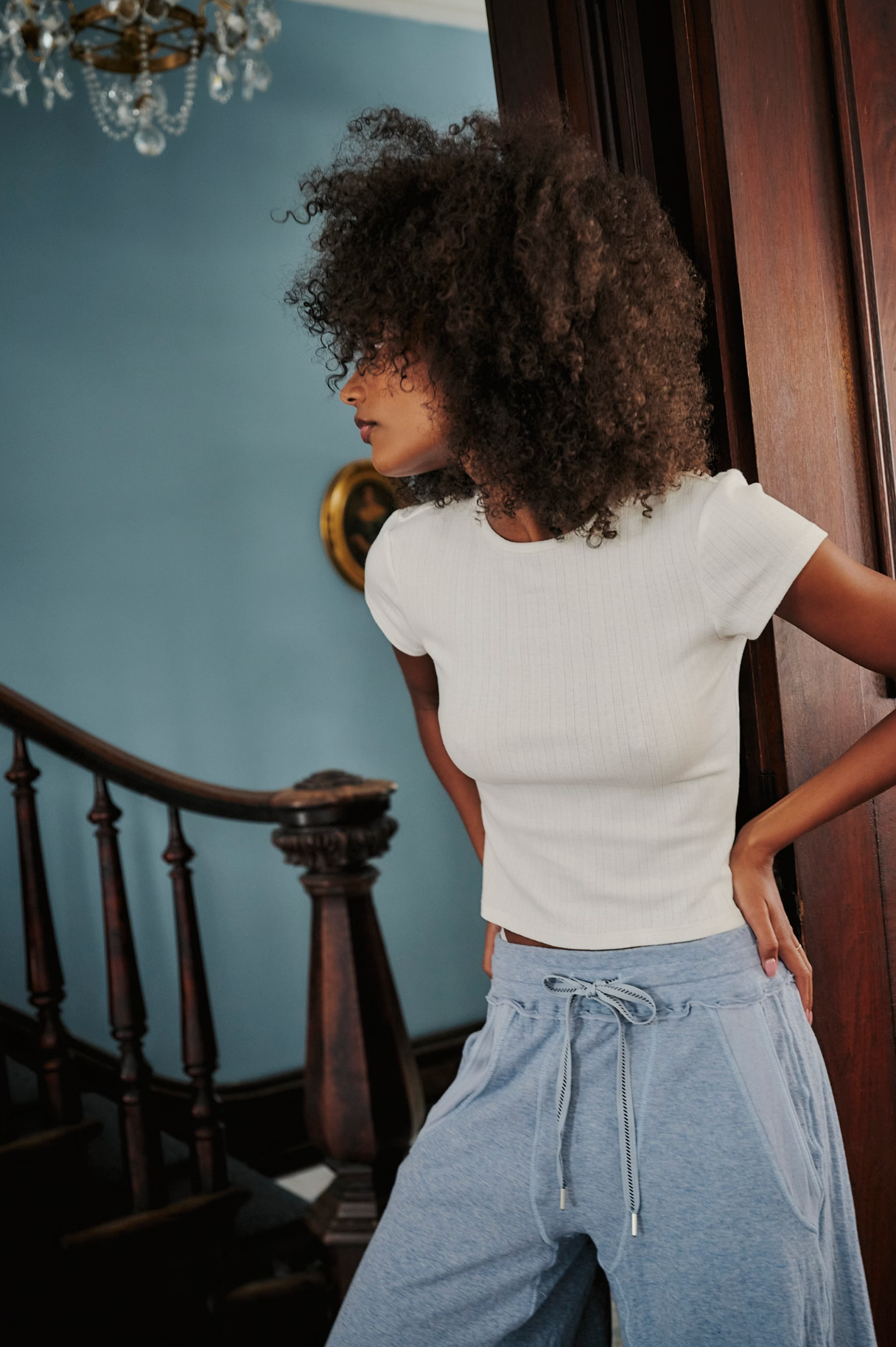 Free People Wait A Minute Baby Tee Shirt - Oatmeal