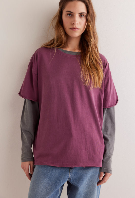 Free People Nina Tee Shirt - Maroon