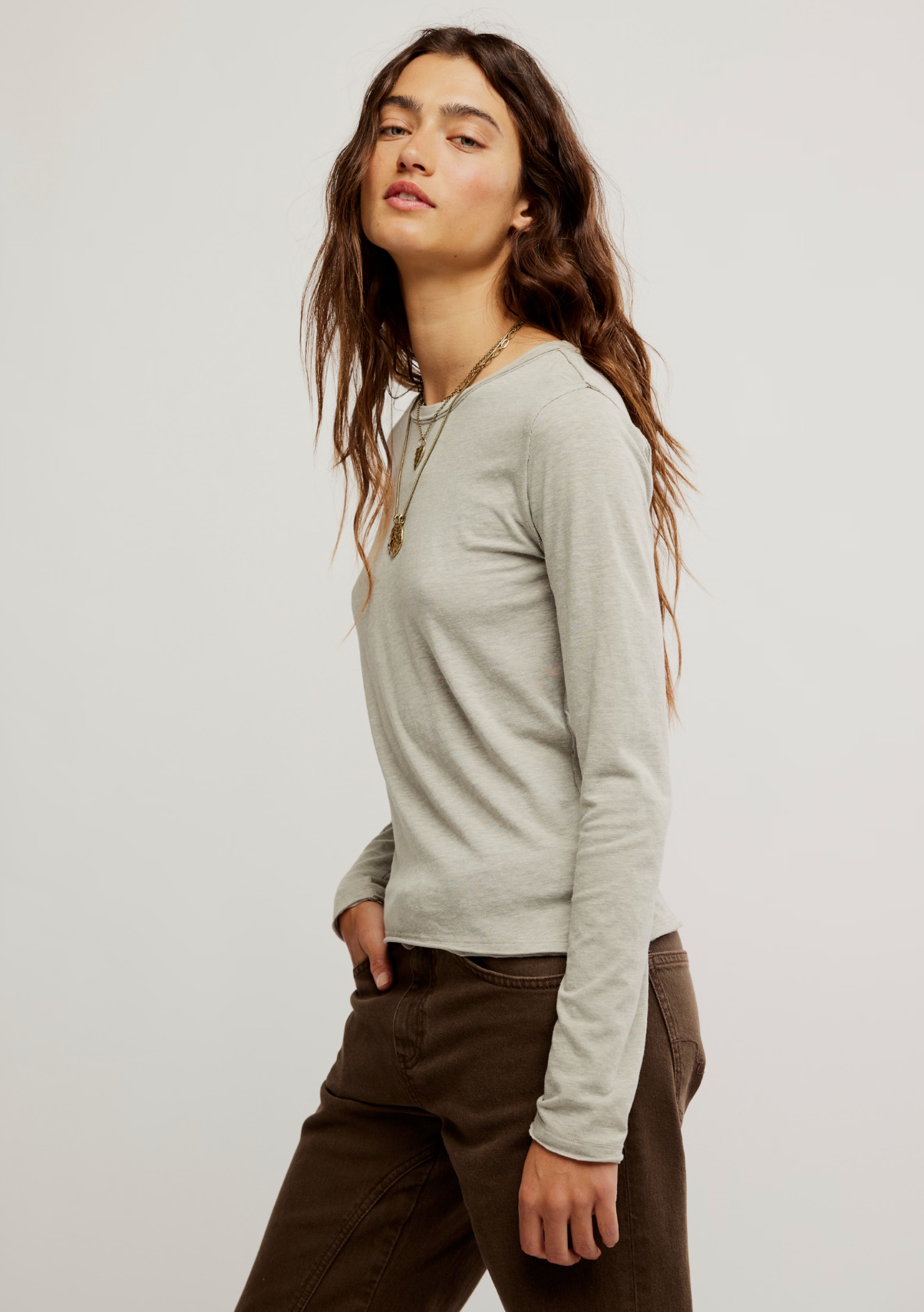 Free People Nova Long-Sleeve Tee Shirt - Caiman