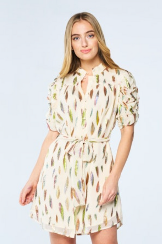 Mehsa Metallic Mini Dress - Cream