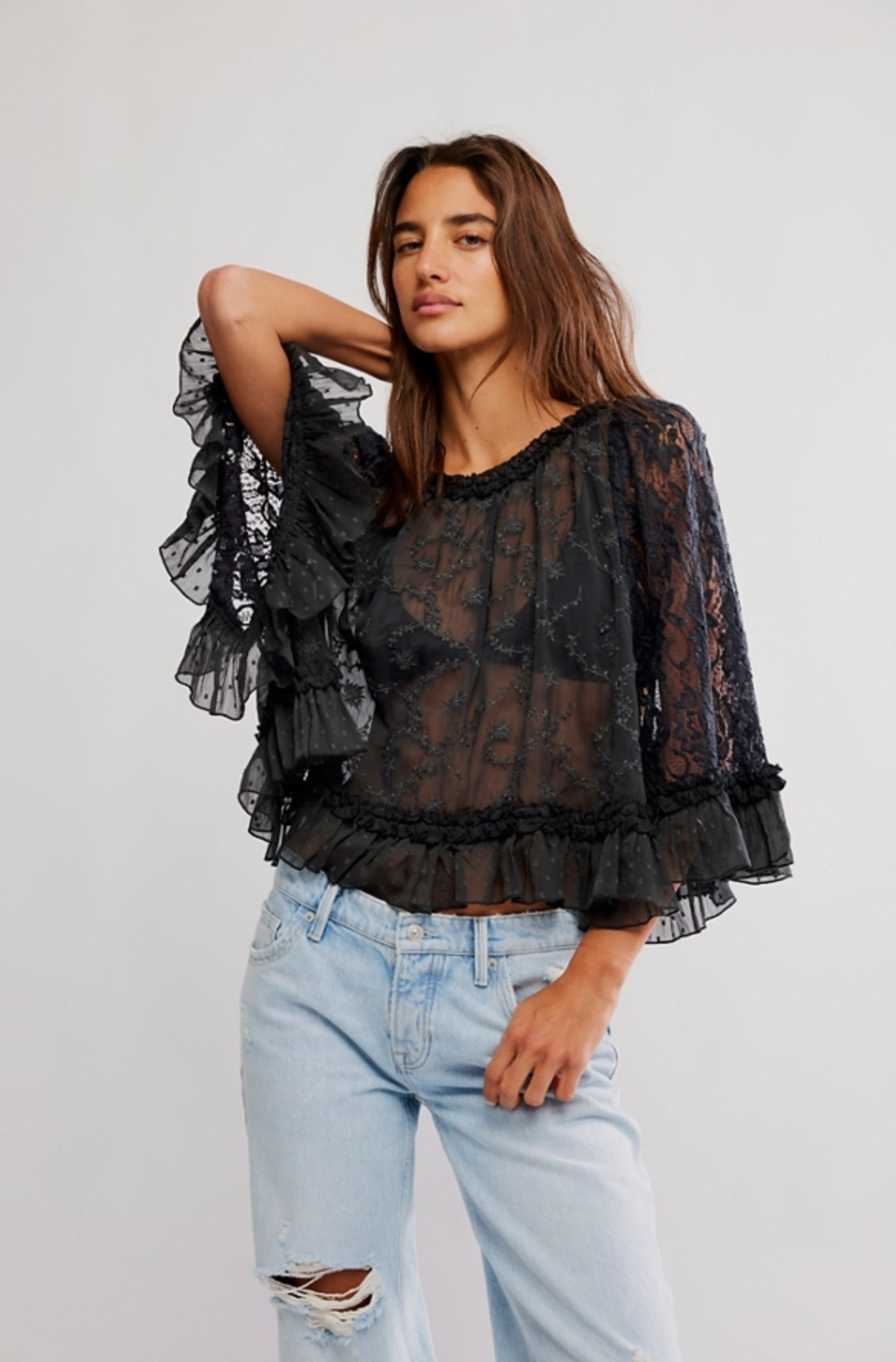 Free People Carly Cape Top - Bitumen