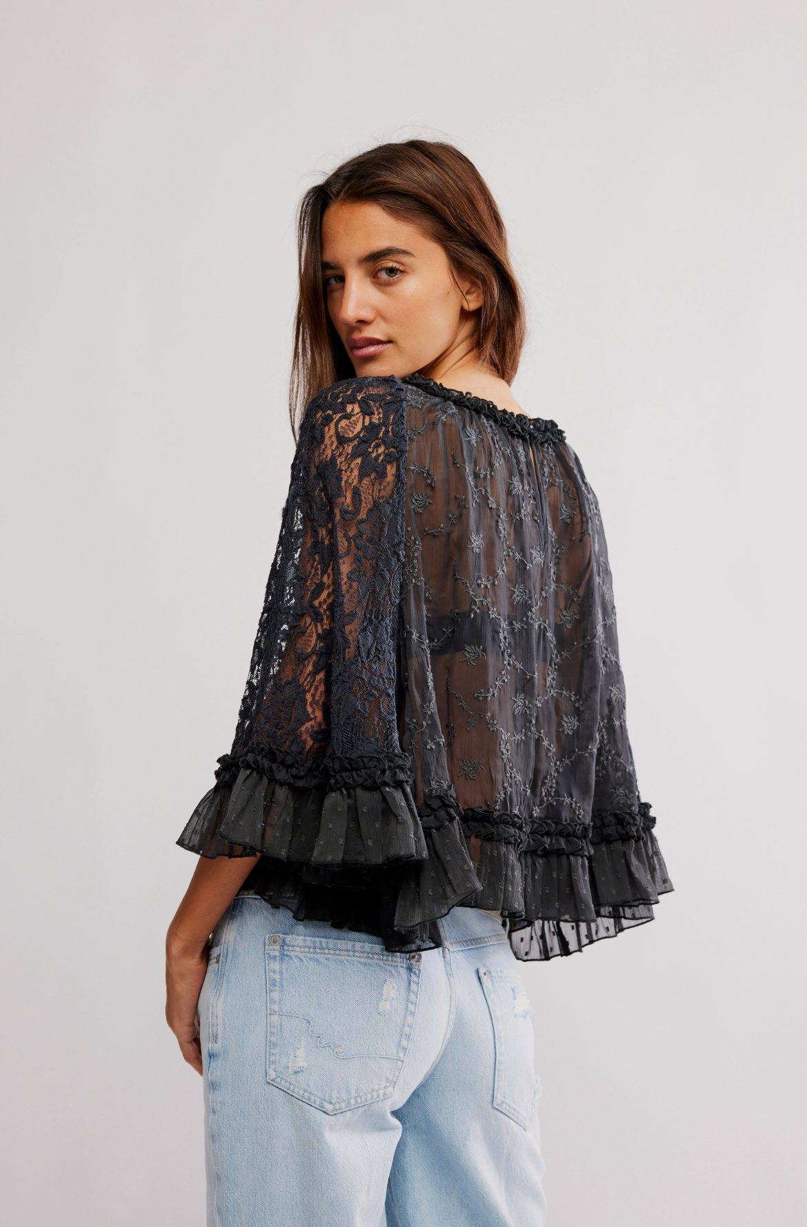 Free People Carly Cape Top - Bitumen